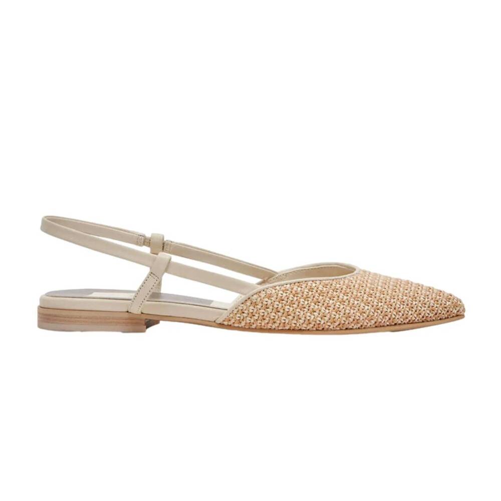 NEW DOLCE VITA women's narah pointed toe flat in white/natural raffia - Picture 3 of 5
